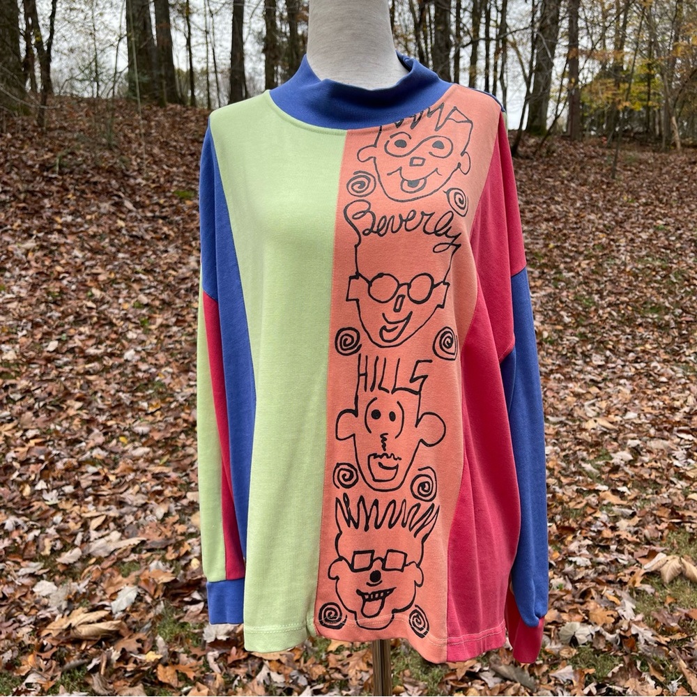 Vintage 90s Camp Beverly Hills Colorblock Sweatshirt Size Large